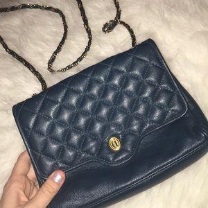 VTG Ganson Navy Purse w Chain Strap